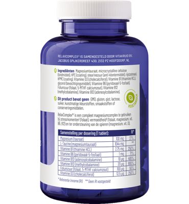 Vitakruid RelaxComplex 1250 mg magnesiumtauraat & D3 (90tb) 90tb