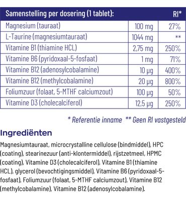 Vitakruid RelaxComplex 1250 mg magnesiumtauraat & D3 (90 tb) 90 tb
