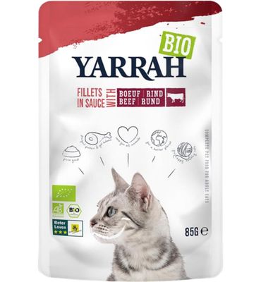 Yarrah Kat filets met rund in saus bio (85g) 85g