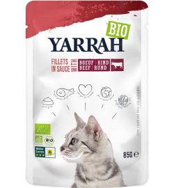 Yarrah Yarrah Kat filets met rund in saus bio (85g)
