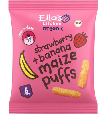 Ella's Kitchen Maize puffs aardbei/banaan 6+ maanden bio (20g) 20g