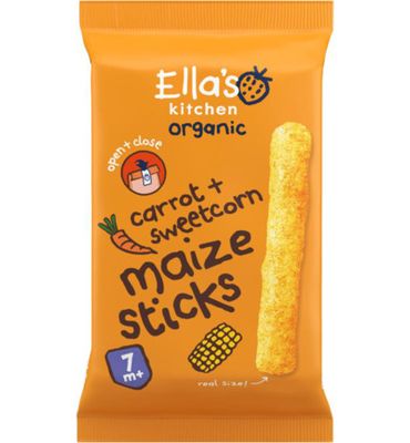Ella's Kitchen Maize sticks carrot sweetcorn 7+ maanden bio (16g) 16g