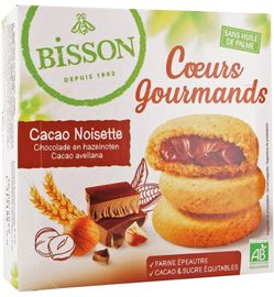 Bisson Bisson Gevulde koekjes hazelnoot choco bio (180g)