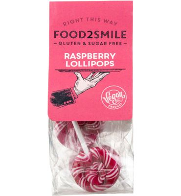 Food2Smile Raspberry lollipops suiker- gluten- lactosevrij (5st) 5st