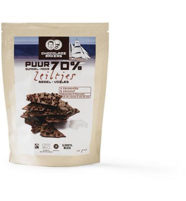 Chocolatemakers Bio chocozeiltjes puur 70% met zeezout en nibs (100g) 100g