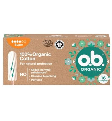 Ob Organic cotton tampons super (16st) 16st
