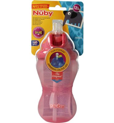 Nuby Flip it 360ml 12+ maanden roze (1st) 1st