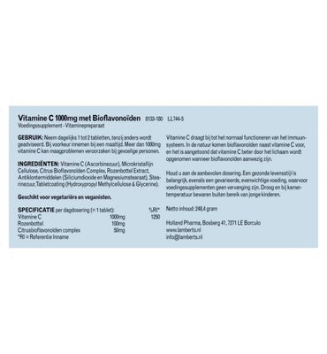 Lamberts Vitamine C 1000mg & bioflavonoiden (180tb) 180tb