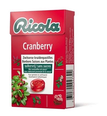 Ricola Cranberry suikervrij doosje (50g) 50g