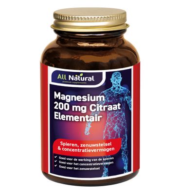 All Natural Magnesium citraat 200mg element (60tb) 60tb