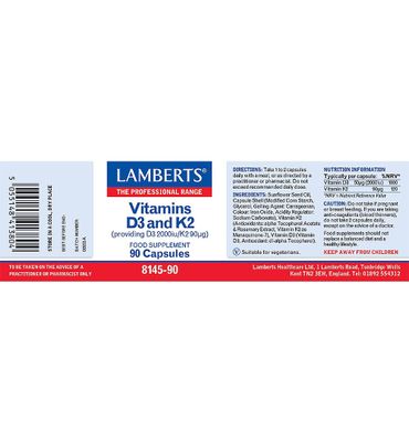 Lamberts Vitamine D3 2000IE en K2 90mcg (90ca) 90ca
