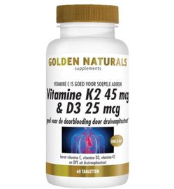 Golden Naturals Golden Naturals Vitamine K2 45mcg & D3 25mcg (60tb)