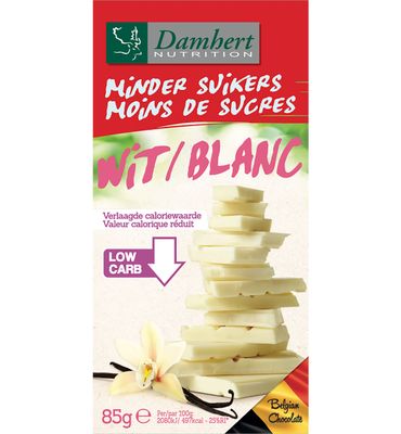 Damhert Chocoladetablet wit minder suikers (85g) 85g