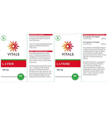 Vitals L-lysine 500 mg (60vc) 60vc