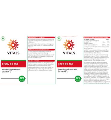 Vitals IJzer 25 mg met Vitamine C (100ca) 100ca