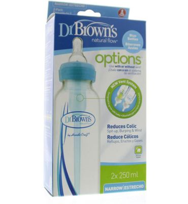 Dr Brown's Standaardfles 250ml duo blauw options (2st) 2st
