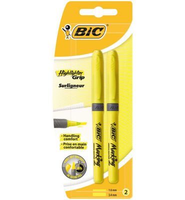 Bic Highlighter grip geel blister (2st) 2st