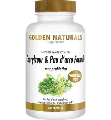 Golden Naturals Caprylzuur & Pau d'arco met probiotica (180vc) 180vc
