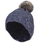 Heat Holders Ladies turnover cable hat with pom pom navy (1st) 1st thumb