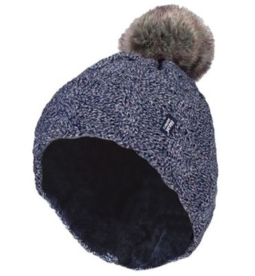Heat Holders Ladies turnover cable hat with pom pom navy (1st) 1st