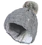 Heat Holders Ladies turnover cable hat with pom pom light grey (1st) 1st thumb