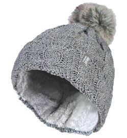 Heat Holders Heat Holders Ladies turnover cable hat with pom pom light grey (1st)