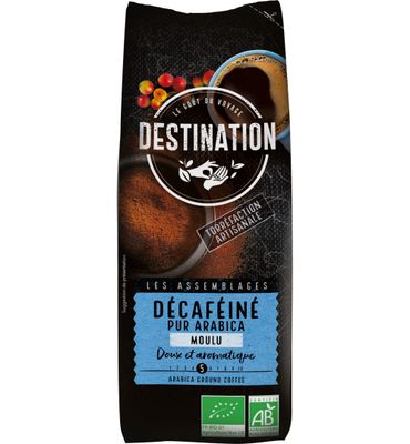 Destination Koffie decaf puur arabica gemalen bio (250g) 250g