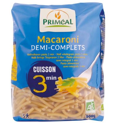 Priméal Macaroni halfvolkoren snelkook 3 minuten bio (500g) 500g