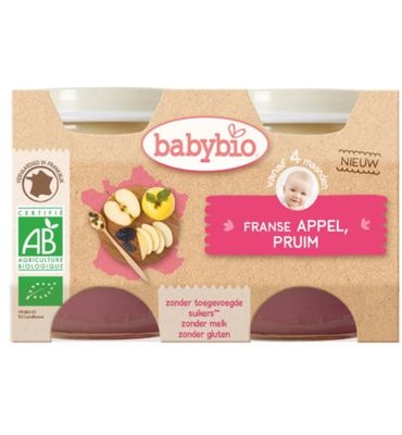 Babybio Dessert appel pruim 130 gram bio (2x130g) 2x130g