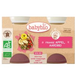 Babybio Babybio Dessert appel aardbei 130 gram bio (2x130g)