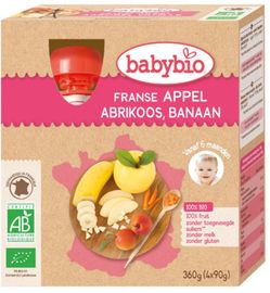 Babybio Babybio Appel abrikoos banaan 90 gram bio (4x90g)