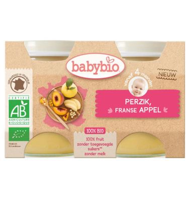 Babybio Dessert appel perzik 130 gram bio (2x130g) 2x130g