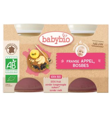 Babybio Dessert appel bosbes 130 gram bio (2x130g) 2x130g