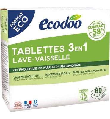 Ecodoo Vaatwas tabletten 3-in-1 geconcentreerd XL bio (60st) 60st