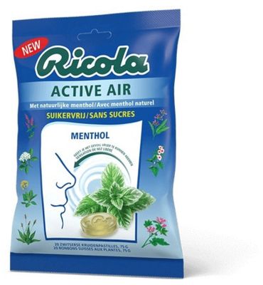 Ricola Active air menthol suikervrij (75g) 75g