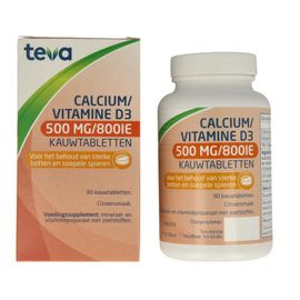 Teva Teva Calcium / Vitamine D 500mg/800 IE kauwtablet (90tb)