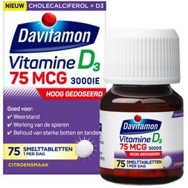 Koopjes Drogisterij Davitamon Vitamine D volwassenen 75mcg s melttablet (75tb) aanbieding