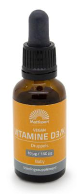 Mattisson Vitamine D3/k baby 10mcg/150mc g vegan druppels (25ml) 25ml