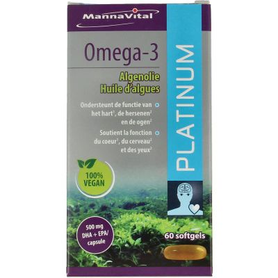 Mannavital Omega-3 algenolie platinum (60sft) 60sft