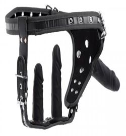 Strict Leather Strict Leather Double Penetration Strap On Harnas - Zwart (1ST)