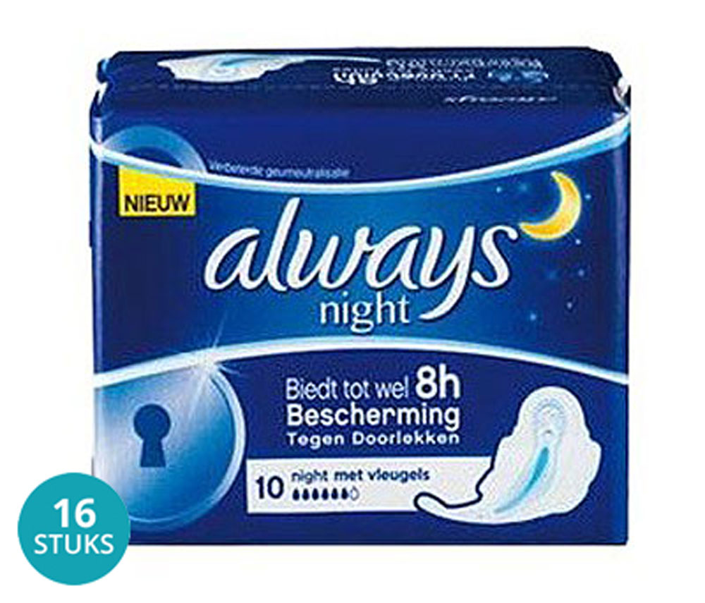Always Maandverband Ultra Night Single Voordeelverpakking 16x10st