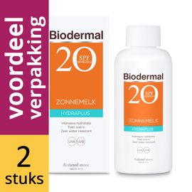 Biodermal Biodermal Zonnemelk Hydraplus Factor(spf)20 Voordeelverpakking Biodermal Zonnemelk Hydraplus Factor(spf)20