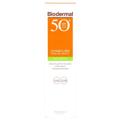 Biodermal Zonnefluide Gezicht Matterend Factor(spf)50+ 40ml