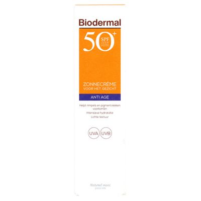 Biodermal Zonnecreme Gezicht Anti Age Factor(spf)50+ 40ml
