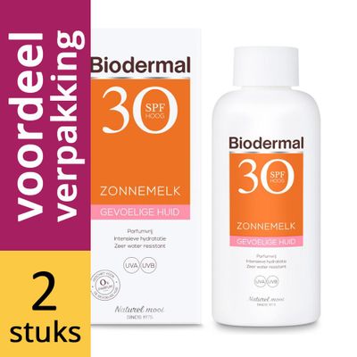 Biodermal Zonnemelk Gevoelige Huid Factor(spf)30 Voordeelverpakking 2x200ml