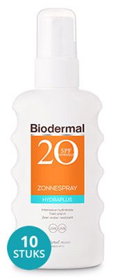 Biodermal Zonnespray Hydraplus Factor(spf)20 Voordeelverpakking 10x175ml