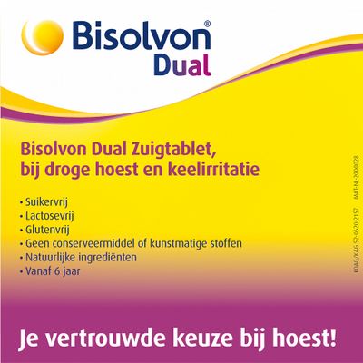 Bisolvon Dual Droge Hoest + Keelirritatie Tabletten 18tabl