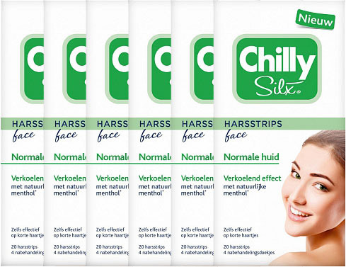 6x20 Stu Chilly Silx Harsstrips Face Normale Huid Voordeelverpakking