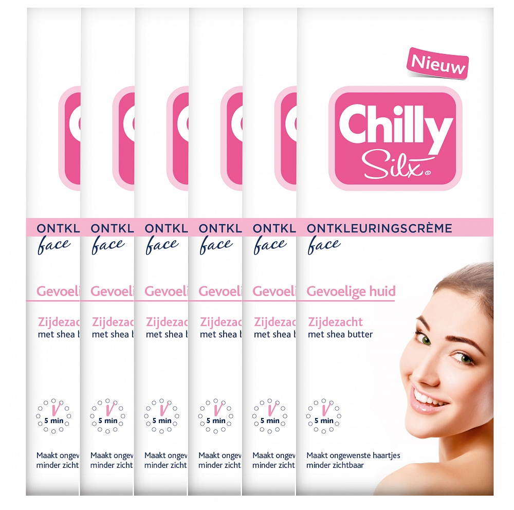 6x75ml Chilly Silx Ontkleuringscreme Face Gevoelige Huid Voordeelverpakking
