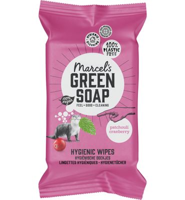 Marcel's Green Soap Cleansing wipes patchouli & cranberry bio (60st) 60st